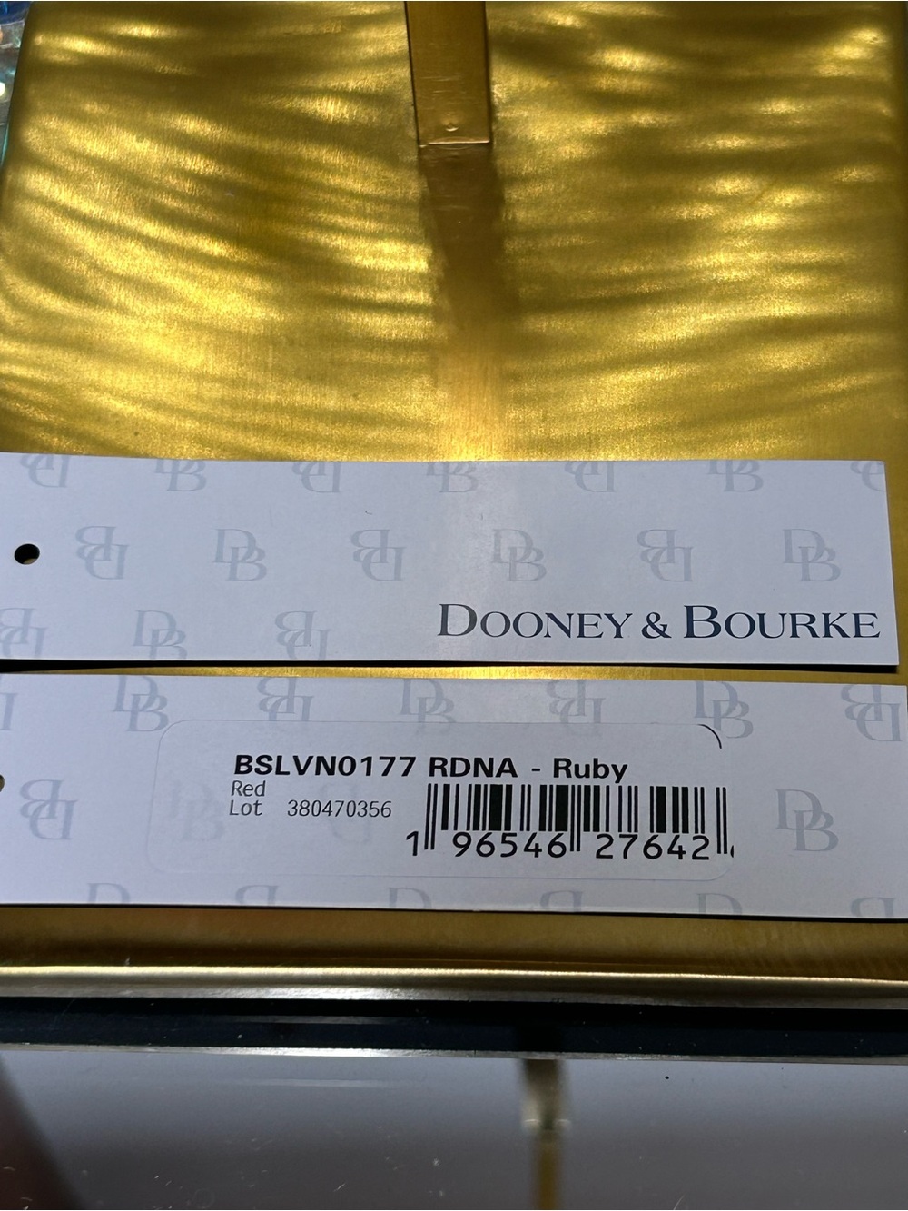 Dooney & Bourke Red and White Striped Crossbody Satchel with Brown Trim - Picture 14 of 16
